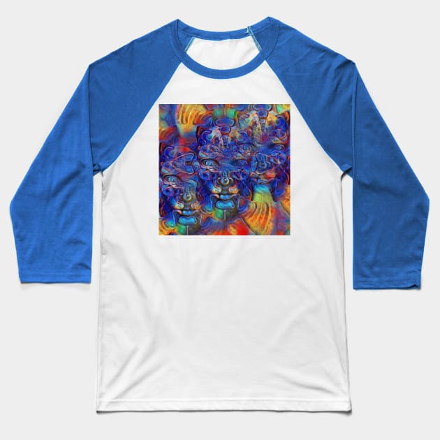 Abstract fractal faces Baseball T-Shirt by rolffimages